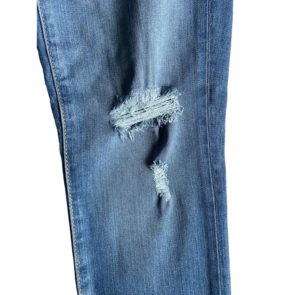 Womens Mid Rise Skinny Jeans Size 00 Blue‎ Distressed Raw Hem Sculpting Stretch - Picture 3 of 15